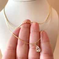 Double Golden Crystal Steel Necklace