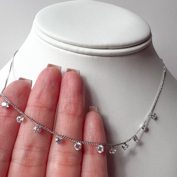 Mini Crystal Silver Steel Necklace