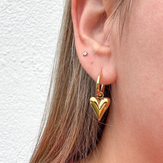 Golden Steel Hearts Hoops