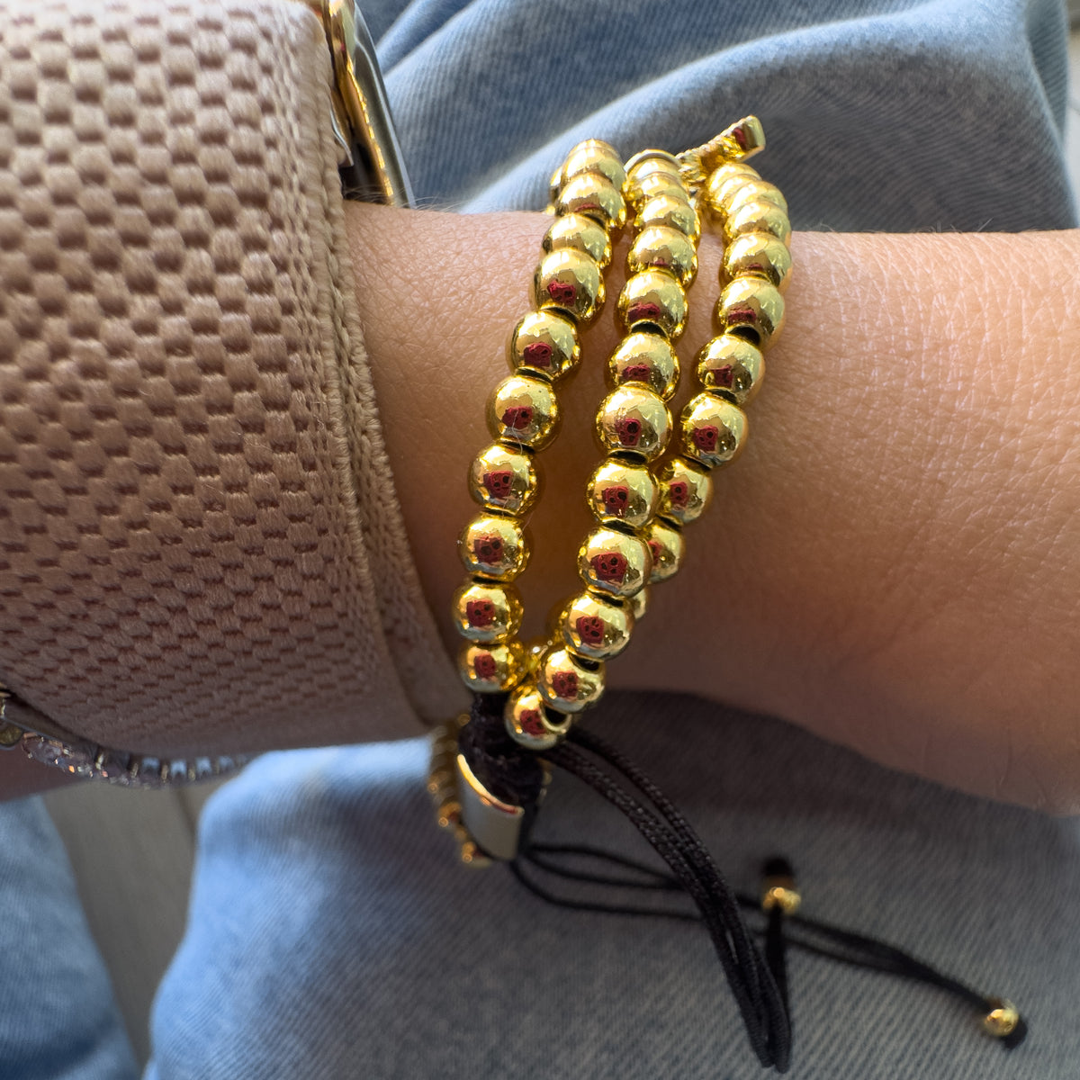 Evil Eye, Hamsa and Red Heart in Golden Adjustable Bracelet