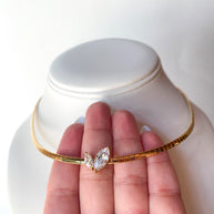 Golden Double Zircon Choker Steel Necklace