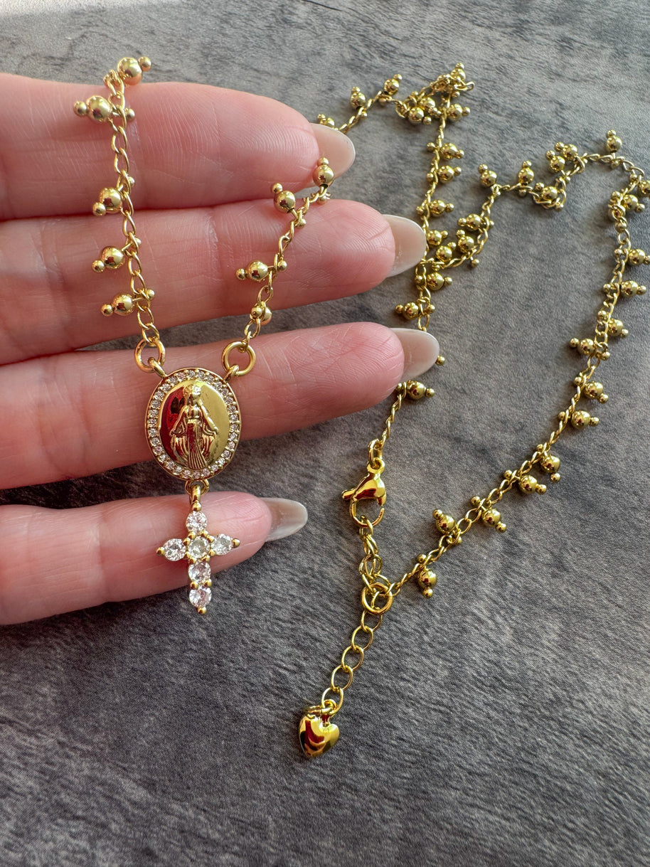 Cadena Virgen de la Milagrosa y Cruz