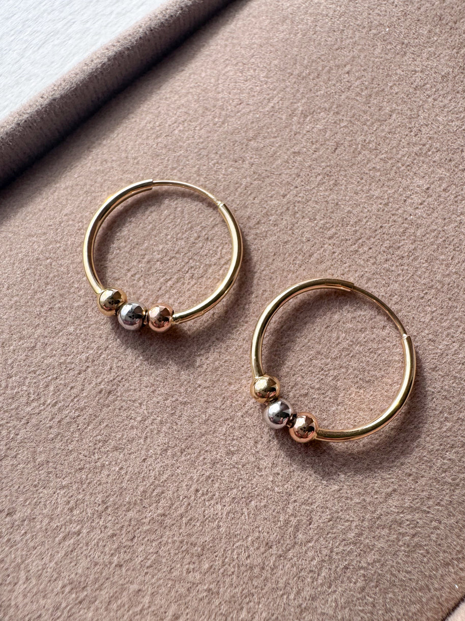 Argollas 3 Oros 18K