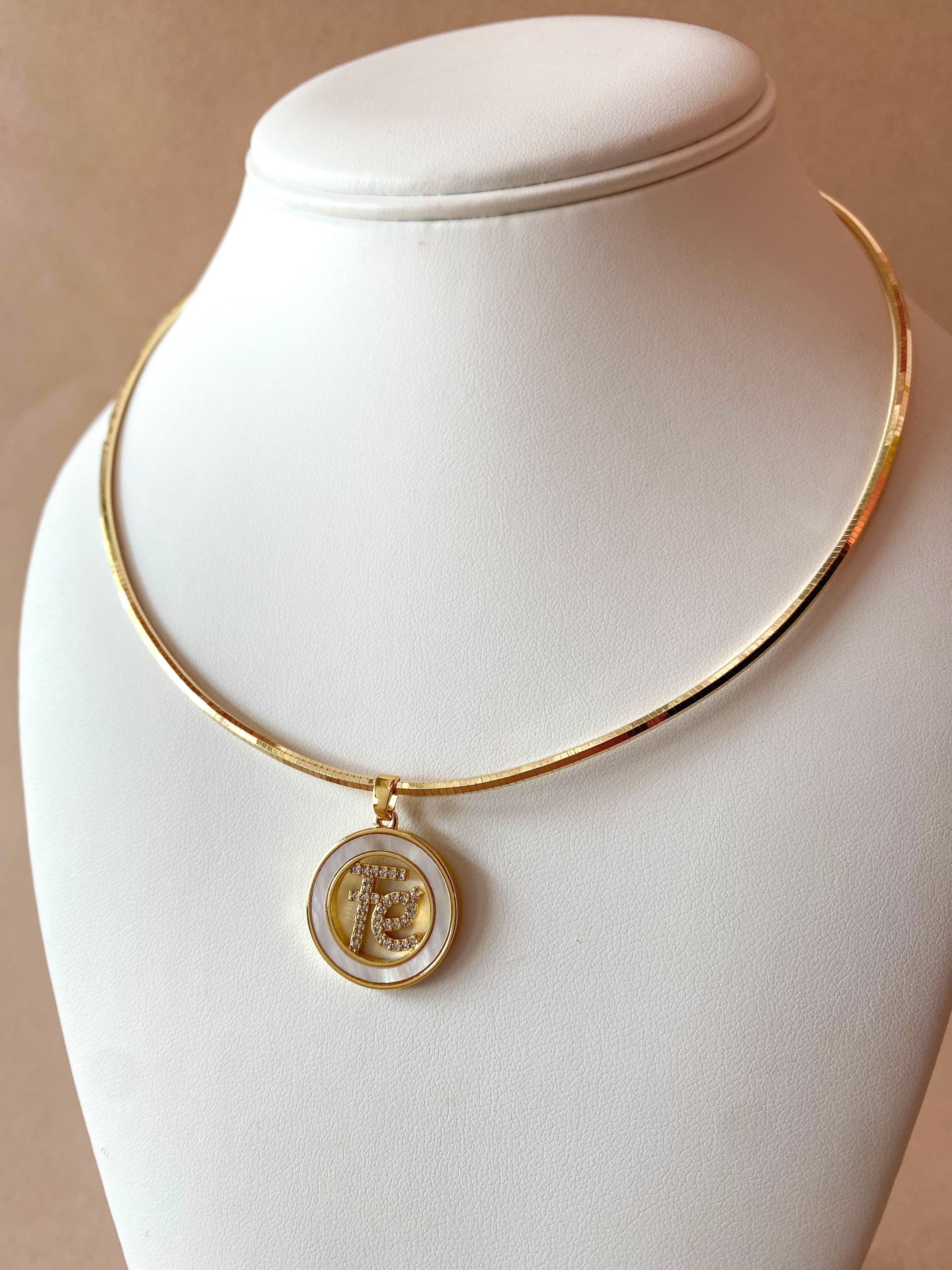 Faith Mother of Pearl Charm in Choker Necklace