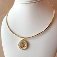 Faith Mother of Pearl Charm in Choker Necklace