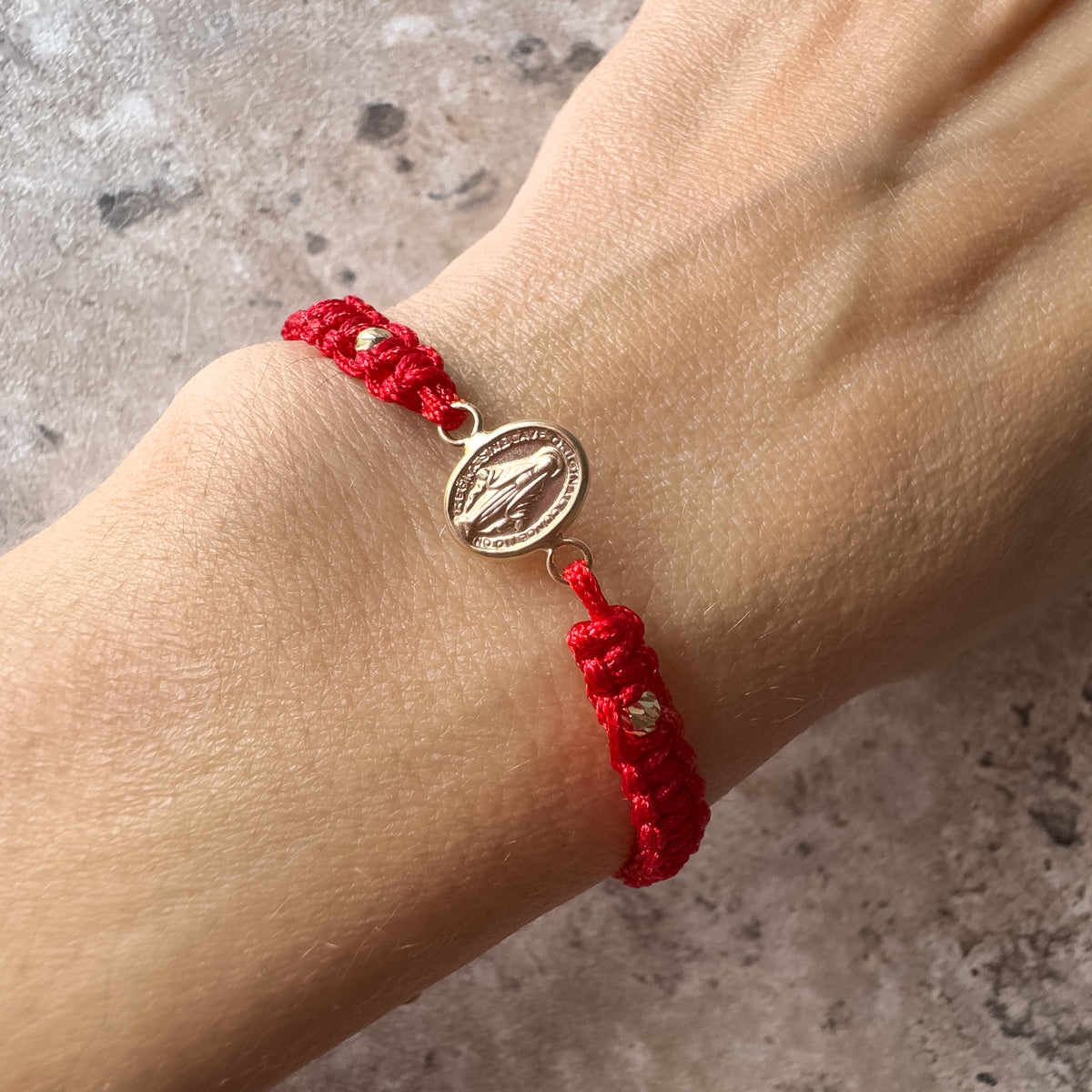 Miracle Virgin 18K Solid Gold in Red String Bracelet