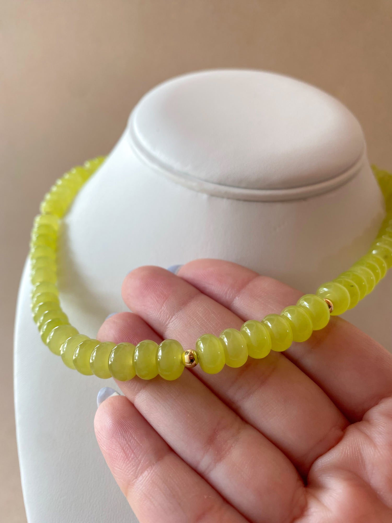 Green Lime Morganita Beads Necklace