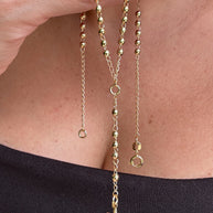 Golden Plain Cross Rosary Necklace