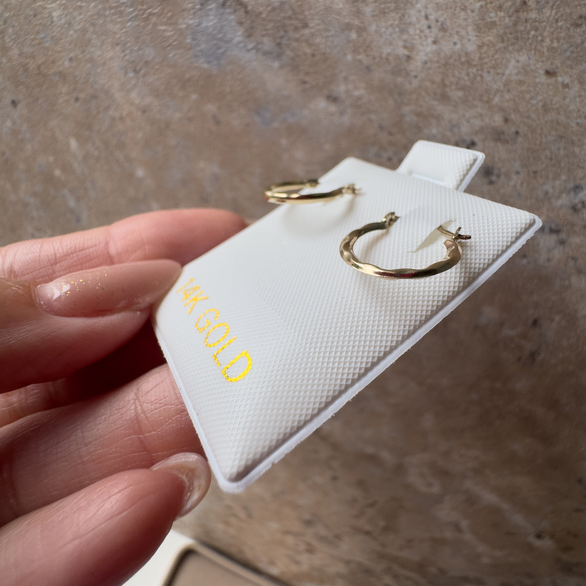 Mini Wave Hoops 14K Solid Gold Earrings