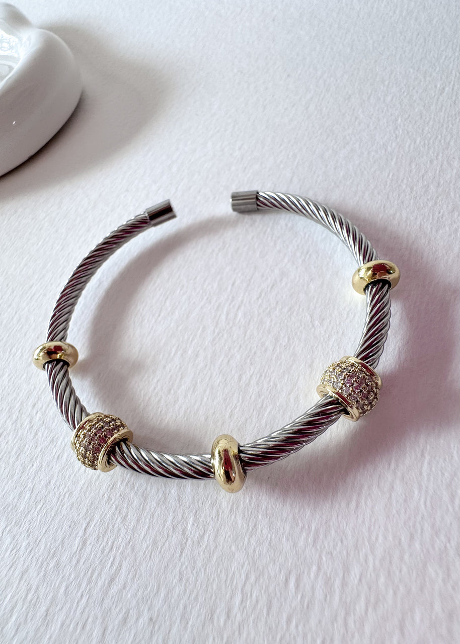 Rigid Steel Silver and Gold Shiny Bracelet