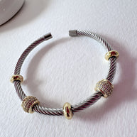 Rigid Steel Silver and Gold Shiny Bracelet