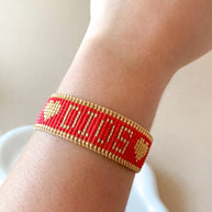 Jesus & God Red, Gold and Blue Miyuki Handmade Adjustable Bracelet