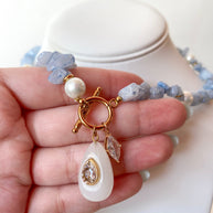 Beaded Gemstone Pearls Steel Necklace