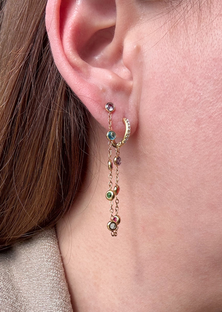Colorful Crystal 2 Layers Hoops Steel Earrings