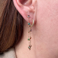 Colorful Crystal 2 Layers Hoops Steel Earrings