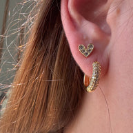Shiny Golden Hoops & Little Heart Shape Earrings