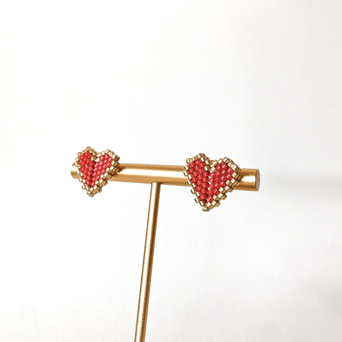 Golden and Red Miyuki Handmade Earrings
