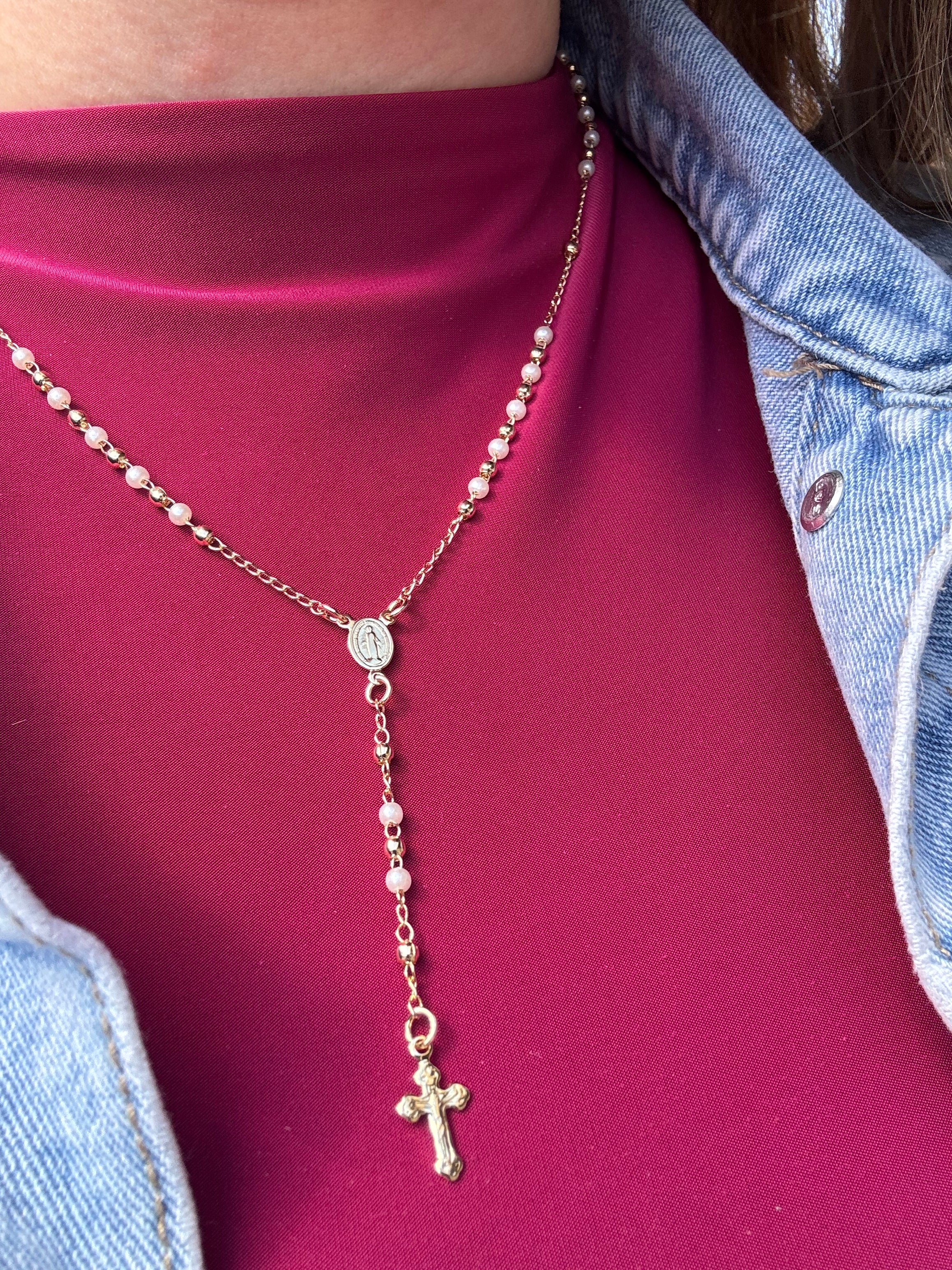 Miracle Medal Pearls Rosary