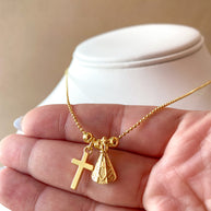 Little Virgin of the Valley and Cross Adjustable Necklace