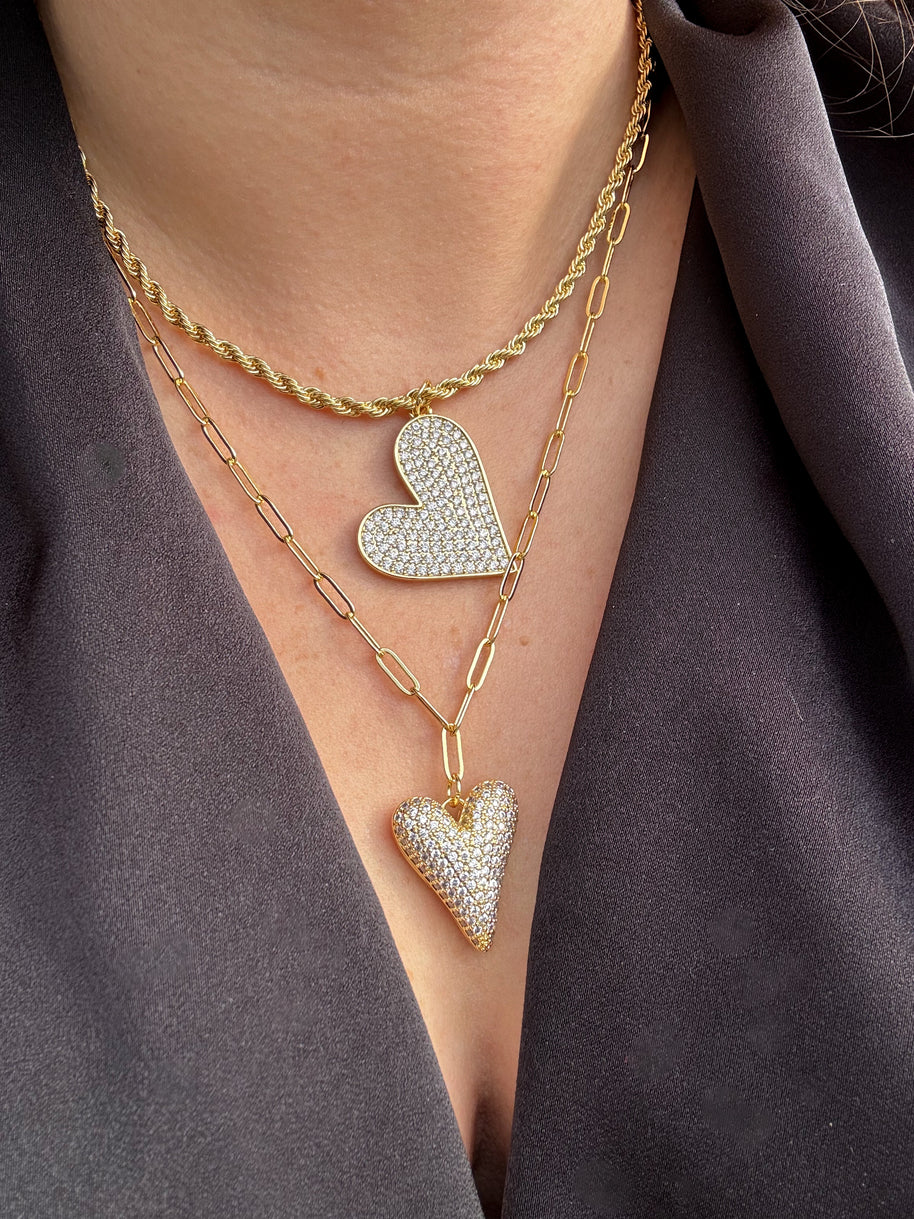Big Zirconia Heart Necklace