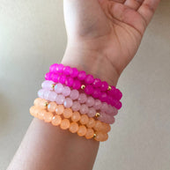 Rosary Style Pink and Orange Crystals Bracelets