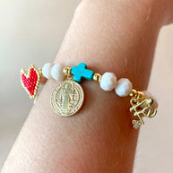 St Benedict, Our father and more Religious Charms Bracelet