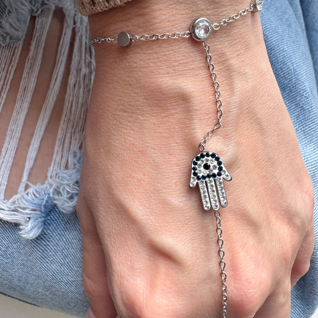 Silver Ring & Bracelet Hamsa Charm