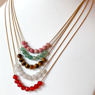 Multicolor Crystal Beads Thin Steel Necklaces