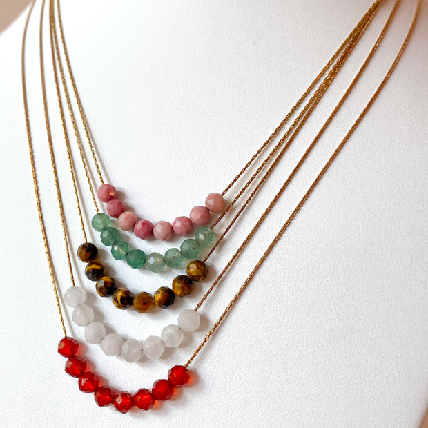Multicolor Crystal Beads Thin Steel Necklaces