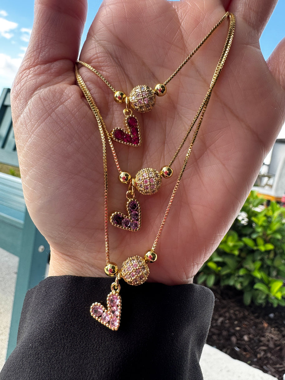 Shiny Little Colorful Hearts Adjustable Necklace