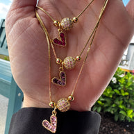 Shiny Little Colorful Hearts Adjustable Necklace