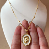Guadalupe Virgin White Medal Necklace