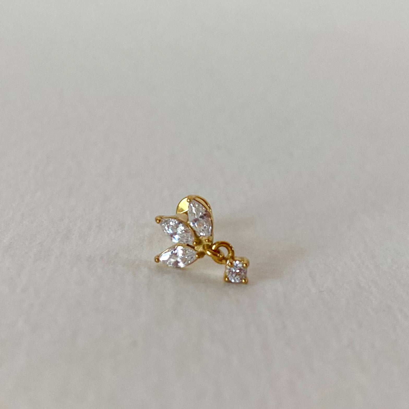 Little Golden Steel Zircon Piercing Earring