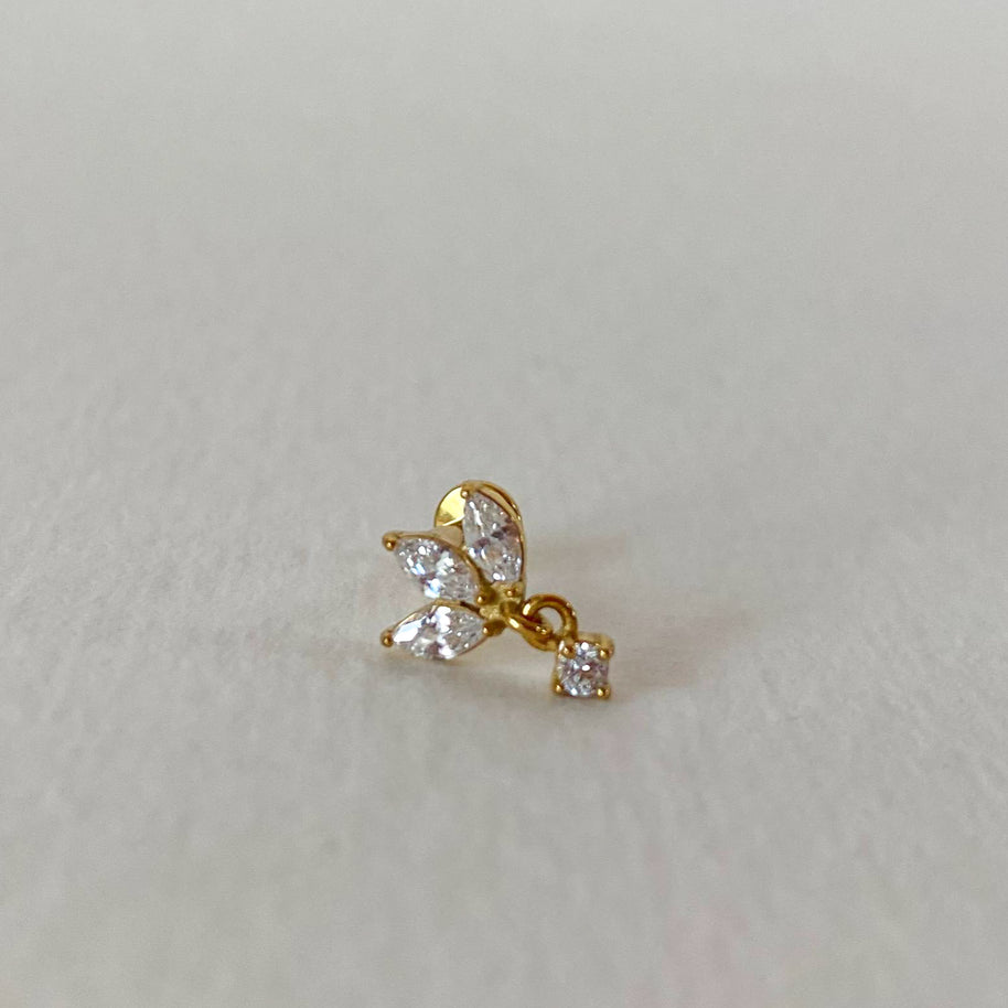 Little Golden Steel Zircon Piercing Earring