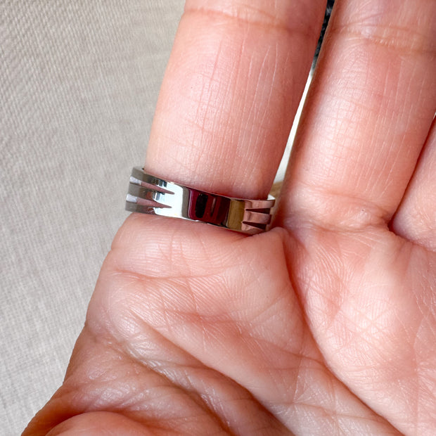 Silver 3 Layers Steel Ring