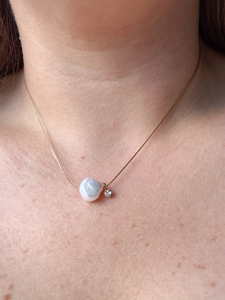Pearl & Crystal Gold Necklace