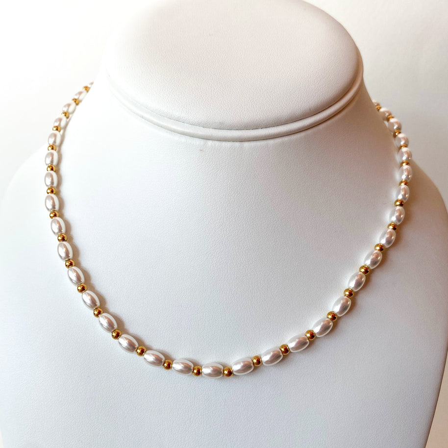 Pearls and Balls Steel Necklace
