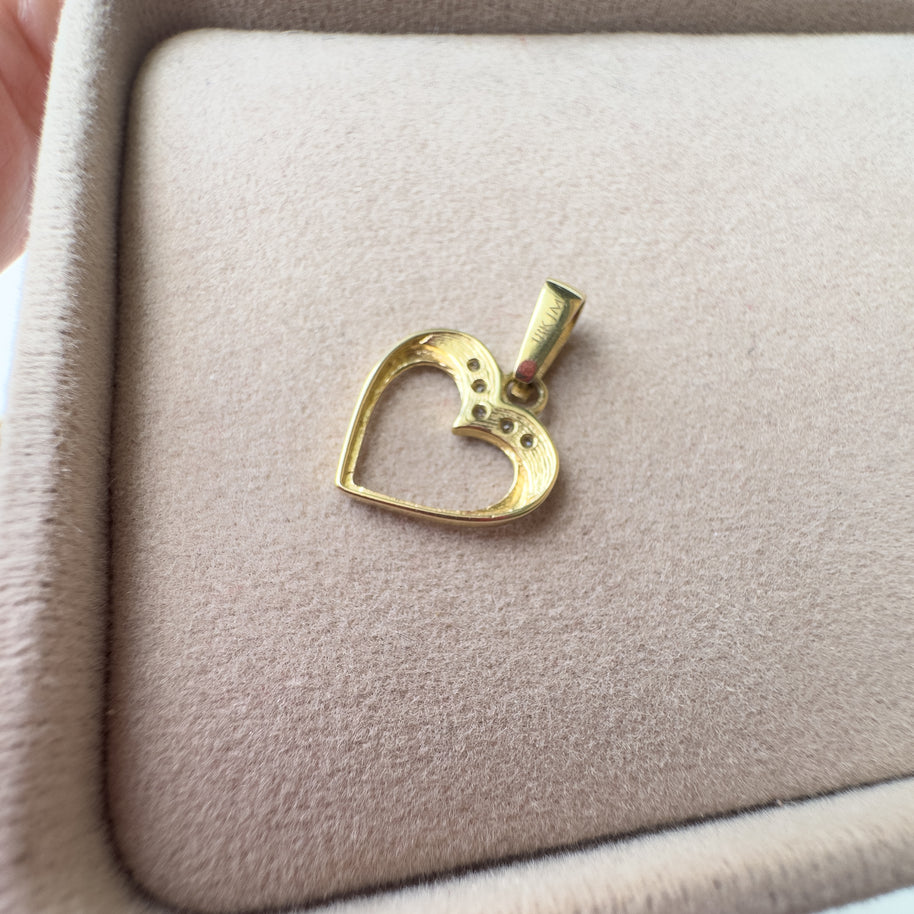 Golden 18K Solid Gold Shiny Heart Silhouette Charm