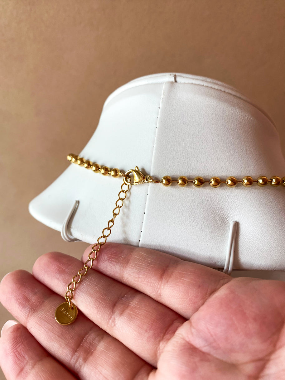 Plain Balls Pattern Golden Steel Necklace