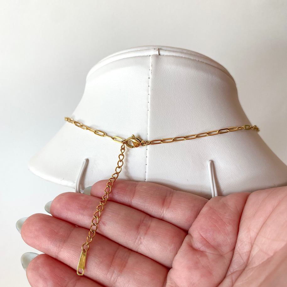 Tennis Zircon Golden Paperclip Steel Necklace