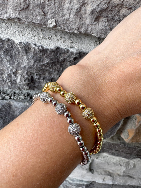 Pulseras Elásticas Bolitas de Fuego Silver & Gold