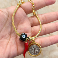 Pulsera Amuleto St Benito Tuerca Negra