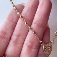 Guadalupe Heart Shape 3 Gold Rosary