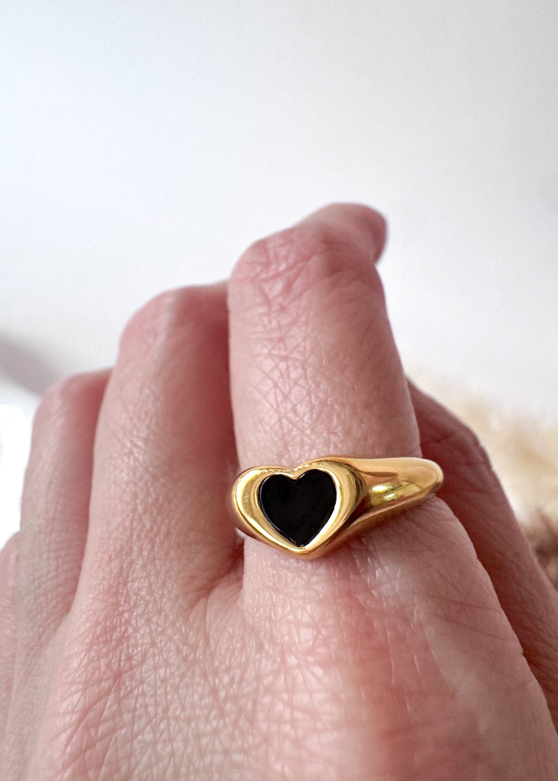 Black Heart Shape Steel Ring