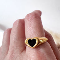 Black Heart Shape Steel Ring