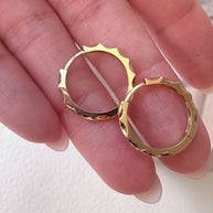Beveled Style 18k Solid Gold Hoops