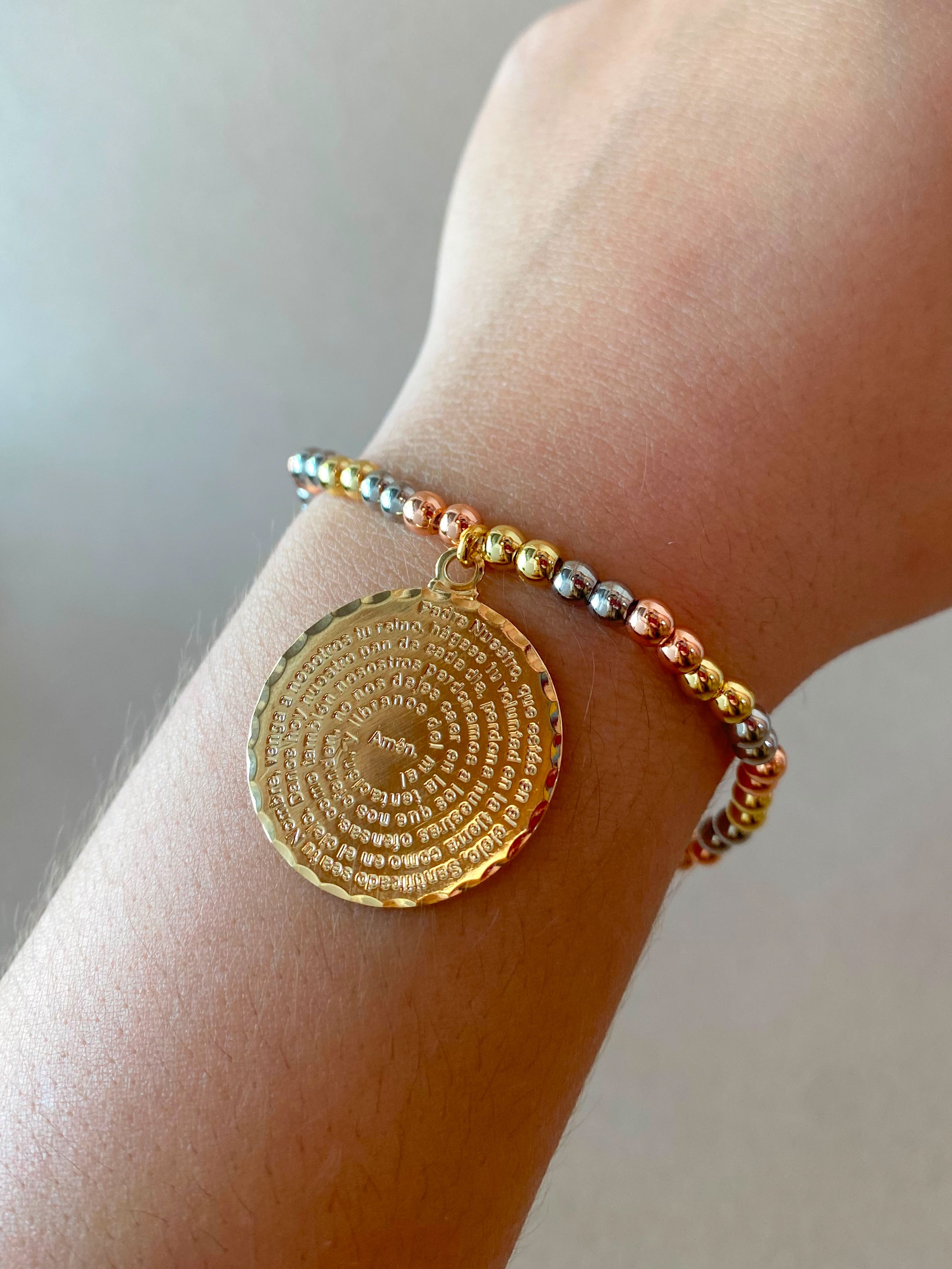 3 Gold Elastic Our Father Bracelet