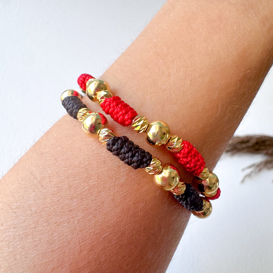 Red or Black Threads Golden Balls Style Bracelets