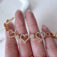 Golden Crystals 3 Hearts Bracelet