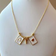 Faith Heart White Scapular with Golden Cross Necklace